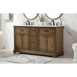 Elegant Decor Americana 60 Aluminum Alloy Double Bathroom Vanity In Driftwood