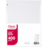 Mead Loose Leaf Paper, Filler Paper, Wide Ruled, 400 Sheets, 101/2 x 8, 3 Hole Punched, 1 Pack (150036ECM)