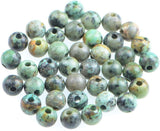 AD Beads Natural Gemstone 8mm Round Loose Beads Big Hole 2.5mm Sized 40pcs (African Turquoise)