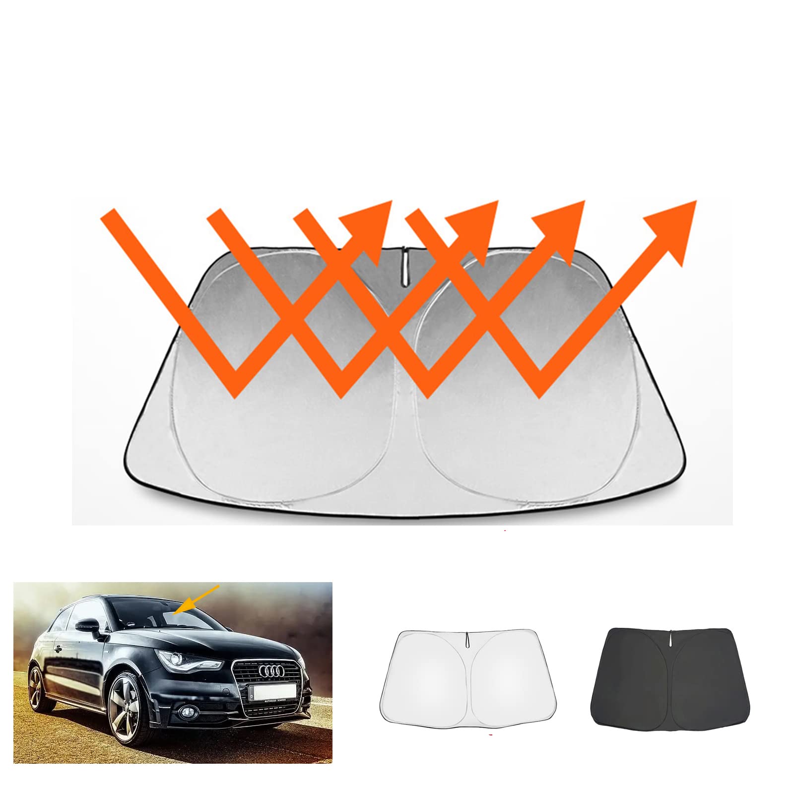 Windshield Sun Shade Custom Fit 2009-2017 Audi Q5/2014-2017 Audi SQ5 Accessories Sunshade Sun Visor Protector Foldable Blocks UV