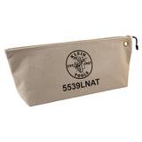 Klein Tools 5539LNAT Zipper Bag, Large 16Inch Canvas Tool Pouch for Tool Storage with Brass Zipper, and Grommet for Hanging, Na