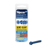 Tapcon+ 5/16 x 2-1/4 Inch Heavy-Duty Hex Head Concrete Anchors, 4 PCS, Corrosion Resistant Blue Climaseal Coating, Outdoor Rated