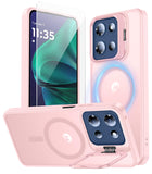 TOBOVON for Motorola Moto G Stylus 5G 2025 Case, Fits MagSafe, with Built-in Camera Ring Stand & Sceen Protector, Slim Transluce