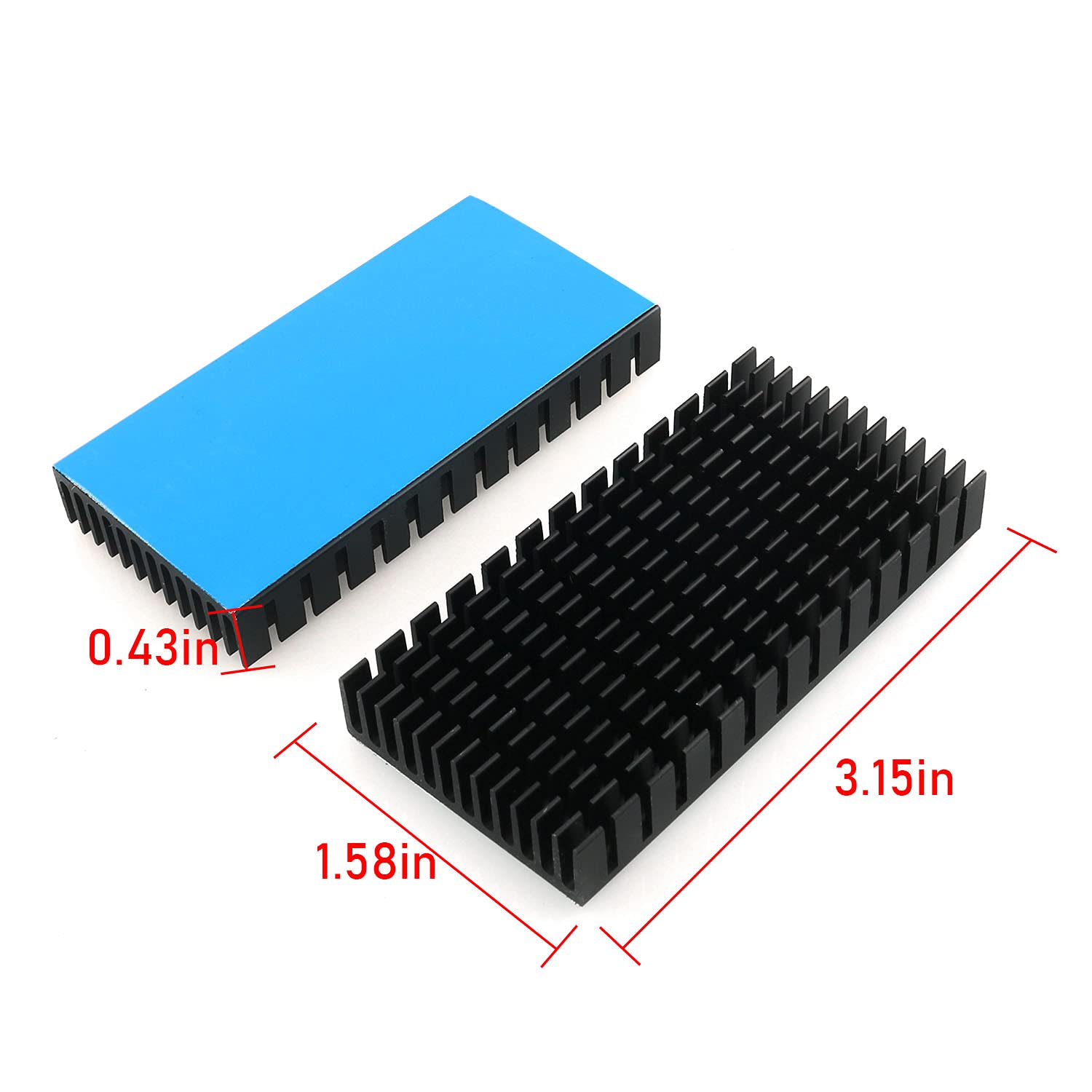 JJHXSM 4Pcs Large Heat Sink Aluminum Black Heatsinks Fins for Cooler PCB Board LED Motherboard, 80 x 40 x 11mm/3.15 x 1.58 x 0.4