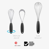 Dreamfarm Mini Flisk | 3 In 1 Stainless Steel Whisk With Ergonomic Handle | Balloon Whisk, Sauce Whisk And Flat Whisk Combined I