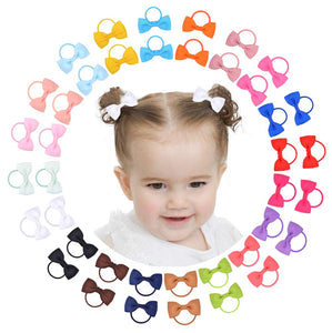 40PCS 2 Inches Baby Girls Hair Bows Ties Mini Boutique Elastic Hair Rubber Ribbon Hair Band Accessories for Kids Toddlers Infant
