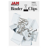 JAM PAPER Colorful Binder Clips Large 1 1/2 Inch (41 mm) White Binderclips 12/Pack