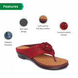 Ortho Joy Womens Fancy Doctor Soft Comfortable Slippers - Red,Maroon,4,B09VLC8NV3