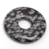 GEM-Inside 30mm Snowflake Obsidion Gemstone Loose Beads Genuine Natural Donut Ring Crystal Energy Stone Power for Earring Pendan