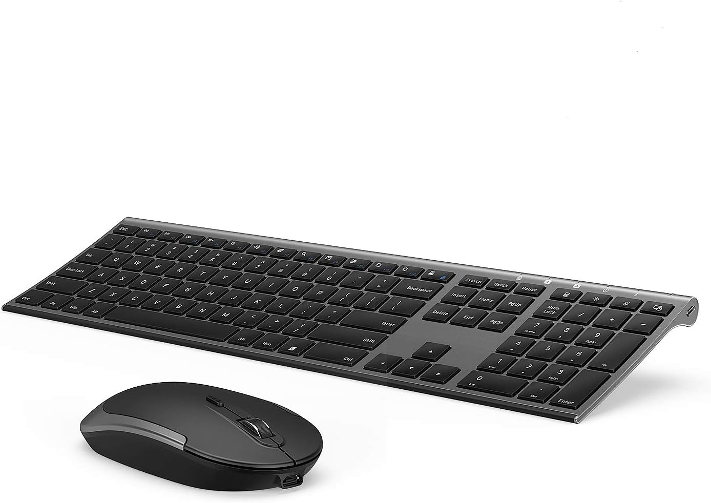 Wireless Keyboard and Mouse, Vssoplor Rechargeable Quiet Full-Size Keyboard and Mouse Combo Set Ultra Slim Design for Laptop, PC