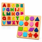 Wooden Alphabet & Shape Matching Puzzle Blocks For Kids 25 Years| Abc Letter & Shape Matching Learning Board| Educational Woode