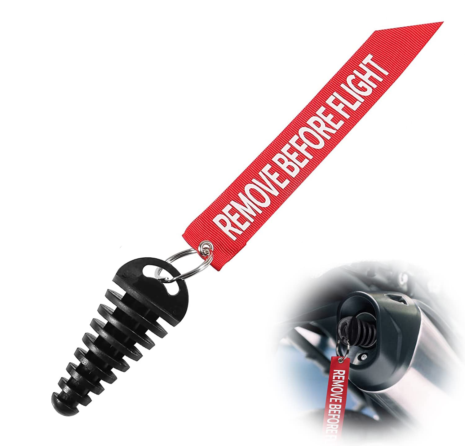 Almocn Muffler Exhaust Wash Plug 0.6-1.5 Wash Plug With Streamer For Motorcycle Bike 2 Stroke Rubber Exhaust Silencer, Black