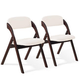 YUUIJOAA 2-Pack Folding Chairs with Cushion, Linen Padded Foldable Chairs, Walnut Wood Frame, Ideal for Indoor/Outdoor Use, Perf