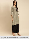 Rangita Beige Cotton Knee Length Printed Straight Kurti For Women | Kurta For Women_S Beige S 619941832959G
