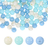 HARFINGTON 100pcs Cream Blue Acrylic Round Beads 6mm Dia 1.9mm Hole Plastic Resin Smooth Balls Loose Bead for Jewelry Making Bra