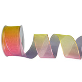 XMRIBBON Rainbow Sheer Organza Ribbon Wired 1-1/2 Inch X 25 Yards for Floral & Craft Decoration