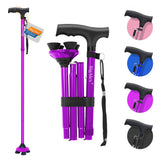 BigAlex Folding Walking Cane for Elderly Adjustable & Portable Walking Stick for Seniors,Pivoting Quad Base,Lightweight,Collapsi