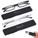 SKYOAK 2 Pack Ultra thin Lightweight Folding Reading Glasses Women Men TR90 Blue Light Blocking Anti UV Foldable Compact Compute