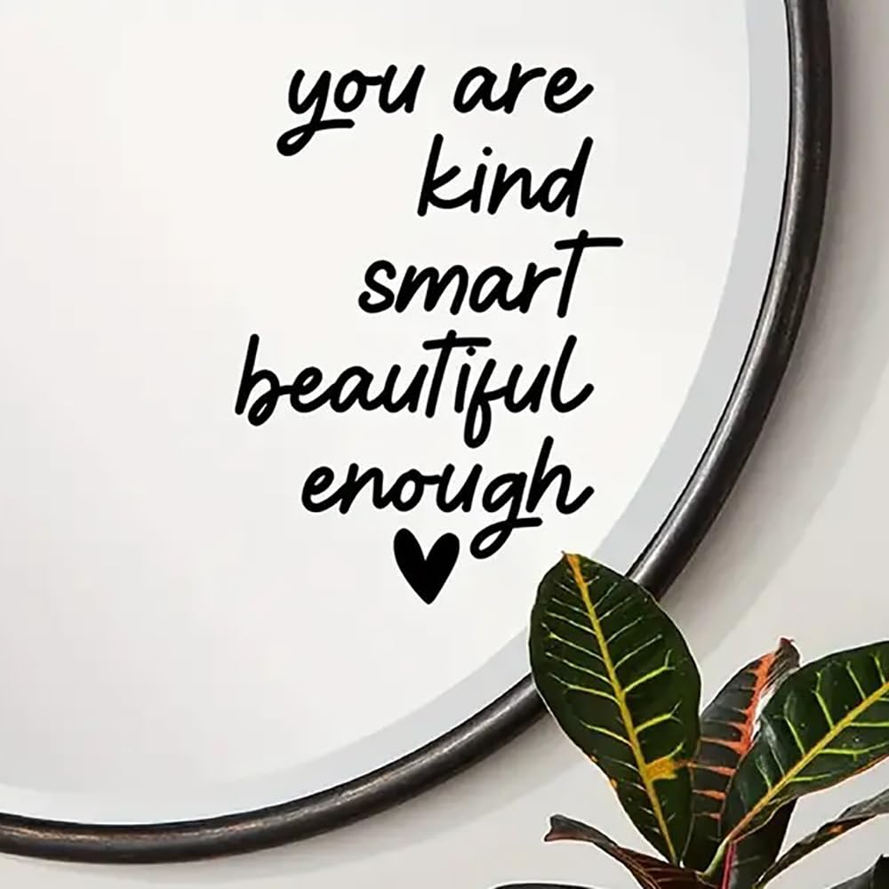 2 Pack 6.3X5.5 Black Mirror Decal, 3D Vinyl Mirror Decal for Bathroom Decor Accessories or Girl Vanity/Room Decor,Positive Affir