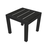 Benjara Josh 18 Inch Side End Table, Polyresin Planks, Jet Black Aluminum Frame