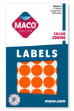 MACO Neon Orange Round Color Coding Labels, 3/4 Inches in Diameter, 1000 Per Box (MR121213)