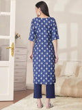 Pinkmint Kurta Set For Women Cotton Printed Straight Kurta With Pant (Pack Of 1) Multicolor2 Xl