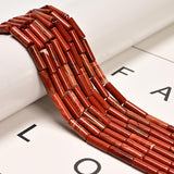29 Pcs 4x13mm Natural Red Jasper Stone Bead Cylinder Column Tube Beads for Bracelets Jewelry Making Crafts Adults