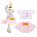 Blueweenly Big Sister Gift for Girls 17 Inches Unicorn Stuffed Plush Doll Short Sleeve Top and Pink Tutu Skirt Gifts for Girls T