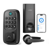 Smart Lock, LNDU Wi-Fi Keyless Entry Door Deadbolt Lock with HandleSet, Supports Fingerprint, Amazon Alexa, Google Assistant, Ap