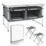 CampLand Outdoor Folding CampingTable with Aluminum Lightweight Height Adjustable with Storage Organizer Picnic Table for BBQ, P