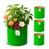 Organic Bazar 9X9 Grow Bags For Terrace Garden, Premium Hdpe GreenOrange Planters For Flowers, Herbs, & Vegetables Plants (Pack
