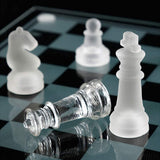 10*10 Glass Chess Set Frosted and Clear Pieces Felted Bottom for Adult and Teens(Gift for Game Education)