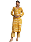 Libas Womens Printed Cotton A-Line Kurta With Trousers