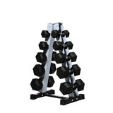 RitFit 250LB Rubber Hex Dumbbell Sets with Weights Rack, Multiple Color Choices Available, Great Gym Equipment for Home, Strengt