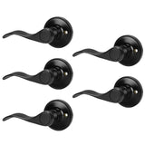 Gobrico Left Handed One-Side Dummy Door Handles, 5 Pack Matte Black Door Levers, Wave Style Inactive Half Door Knobs