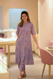 Gosriki Women'S Rayon Viscose A-Line Printed Kurta With Pant (Barkat Purple-Gs_L_Purple_Large),Purple,,B0F1SZ96FR