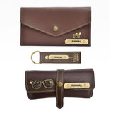 Your Gift Studio Customized Minimal Clutch, Eyewear Case & Keychain With Name & Charm | Personalized Women Gift Set | Customized