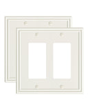 TREEWELL 2-Pack Double Decorator Switch Covers Wall Plate, Zinc Alloy Light Almond Wall Plates for Electrical Outlets, Receptacl