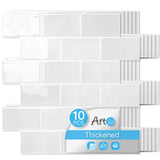 Art3d Peel and Stick Wall Tiles in White Marble- 10-Pack of 12 x12 Thickened Design Backsplash, Self-Adhesive Tile for Kitchen &