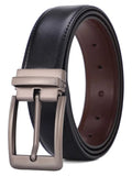 Sunshopping MenS Formal Artificial Leather Black & Brown Pin Buckle Reversible Belt (Bob54Bl) (34, Black03)