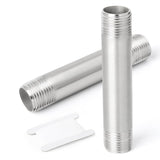 GORAGUCHI 2PCS 304 Stainless Steel Pipe Fittings, 4 Length Nipple Cast Pipe, 1/4 NPT Male x 1/4 NPT Male Threaded for water/oil/