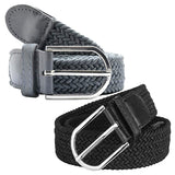 Veteran MenS/WomenS Stretchable Braided Cotton Belt Combo Of 2 Pieces (Grey And Black)