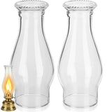 VIHOSE 2 Pcs Oil Lamp Chimney Replacement Clear Hurricane Lamp Globes Glass Shade for Kerosene Lamps (Crown,3 x 8 Inches)
