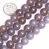 10mm Natural Gray Agate Beads Round Gemstone Loose Beads for Jewelry Making 15 (36-38pcs/strand)