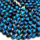 Zenkeeper 108 Pcs Tiger Eye Beads for Jewelry Making 8 MM Lake Blue Tigers Eye Gemstones Loose Stone Beads for Bracelet Making