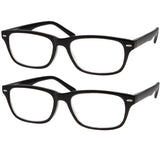 grinderPUNCH 2 Pairs Deluxe Reading Glasses Slim Retro Style Spring Hinge Readers Black/+1.50