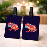 Wooden Luggage Tags Set Of 2 Boho Mandala Pattern Design, 2.75 X 3.75 In (7 X 9.5 Cm), Reusable Buckle Strap, Travel Bag Tags 