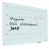Magnetic Glass Yearly Calendar Whiteboard - Glass Dry Erase Board 48x36 Large Frameless Glass Board for Walls Office School and 