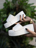 Shoetopia Stylish Quilted Stitching White Platform Heels For Women & Girls /Uk4,White,4,B0BYP965PW