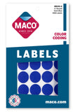 MACO Dark Blue Round Color Coding Labels, 3/4 Inches in Diameter, 1000 Per Box (MR121211)